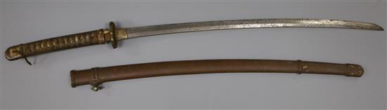 A WWI Japanese officers katana sword, overall 39in.